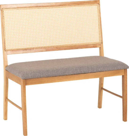 Seconique Ellis Dining Bench Oak Effect/Grey Fabric