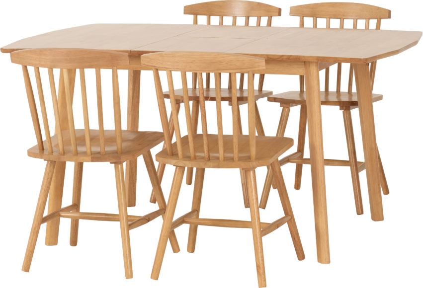 Seconique Emery Extending Dining Set (4 Chairs) Natural Oak Effect