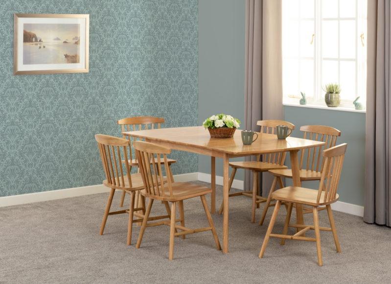 Seconique Emery Extending Dining Set (6 Chairs) Natural Oak Effect