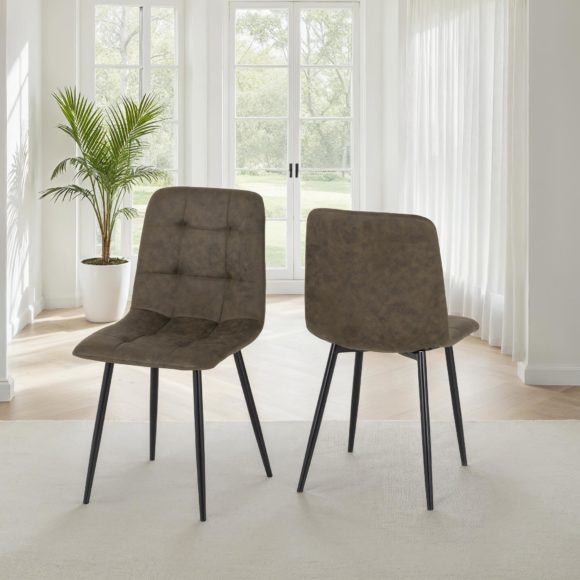 seconique Fenton Chair (Box of 2) Olive Green Suede Fabric