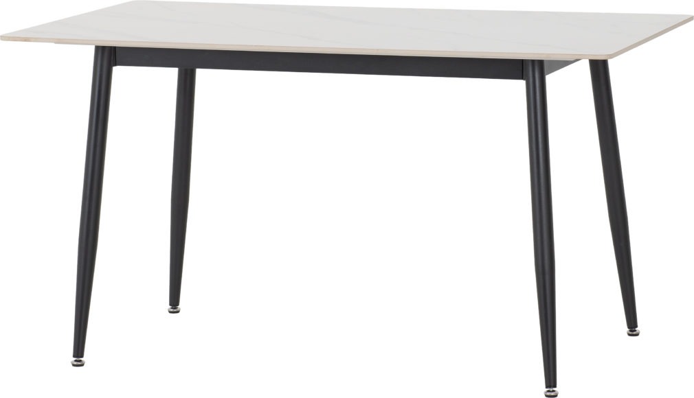 Seconique Fenton Dining Set (4 Chairs) White Marble Stone Effect/Dark Grey Suede Fabric