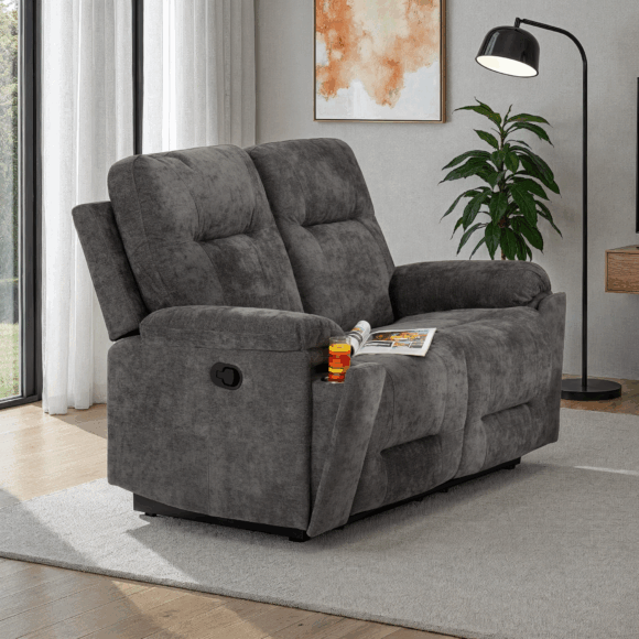 Seconique Guildford 2 Seater Recliner Sofa Grey Fabric