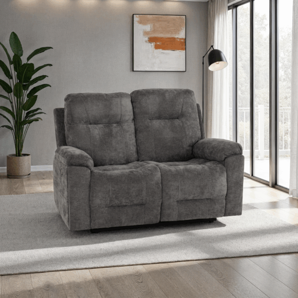 seconique Guildford 2 Seater Recliner Sofa Grey Fabric