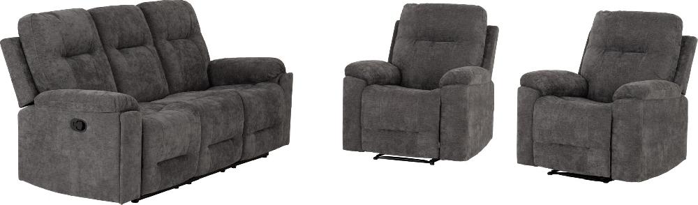 Seconique Guildford 3+1+1 Recliner Suite Grey Fabric