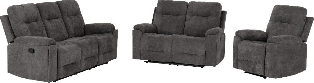 Seconique Guildford 3+2+1 Recliner Suite Grey Fabric
