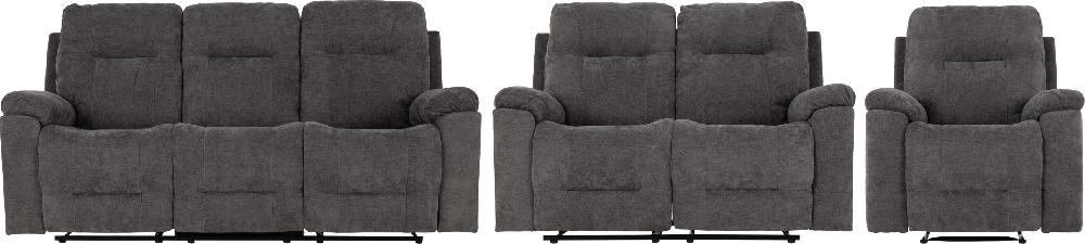 Seconique Guildford 3+2+1 Recliner Suite Grey Fabric