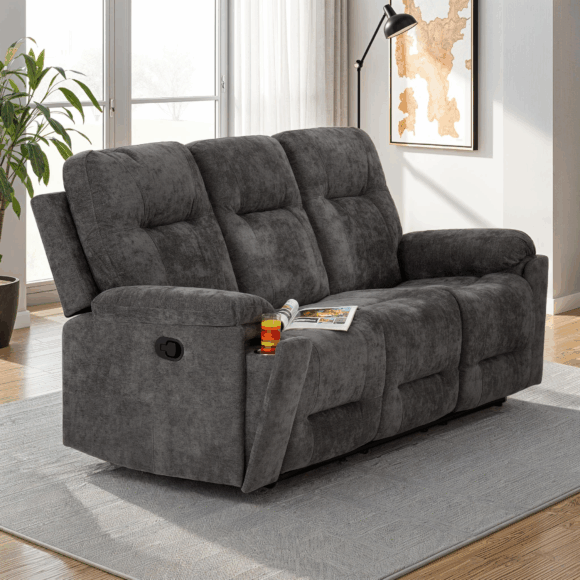 Seconique Guildford 3 Seater Recliner Sofa Grey Fabric