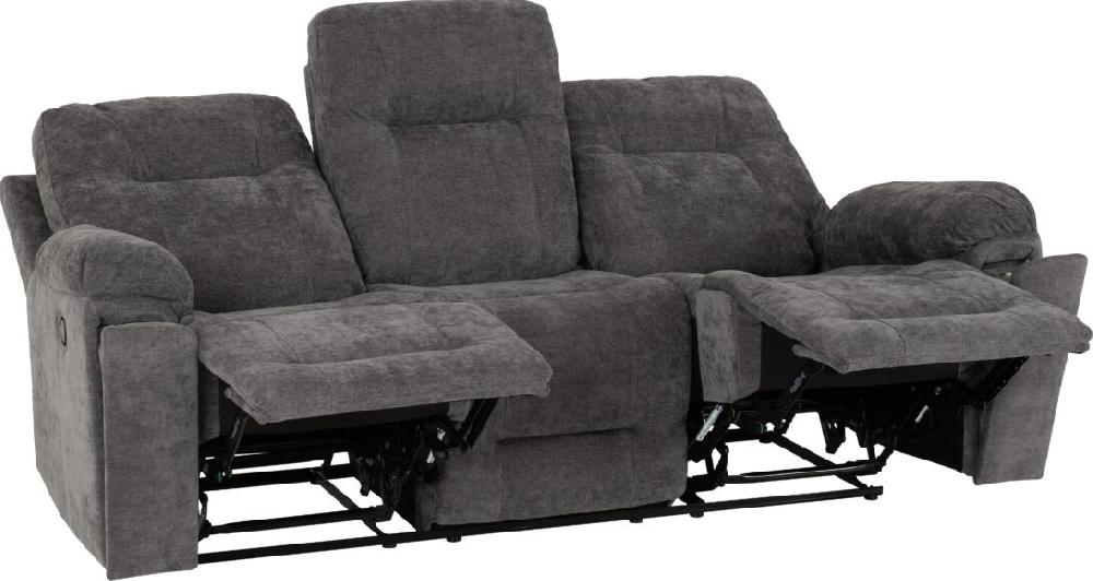 Seconique Guildford 3 Seater Recliner Sofa Grey Fabric