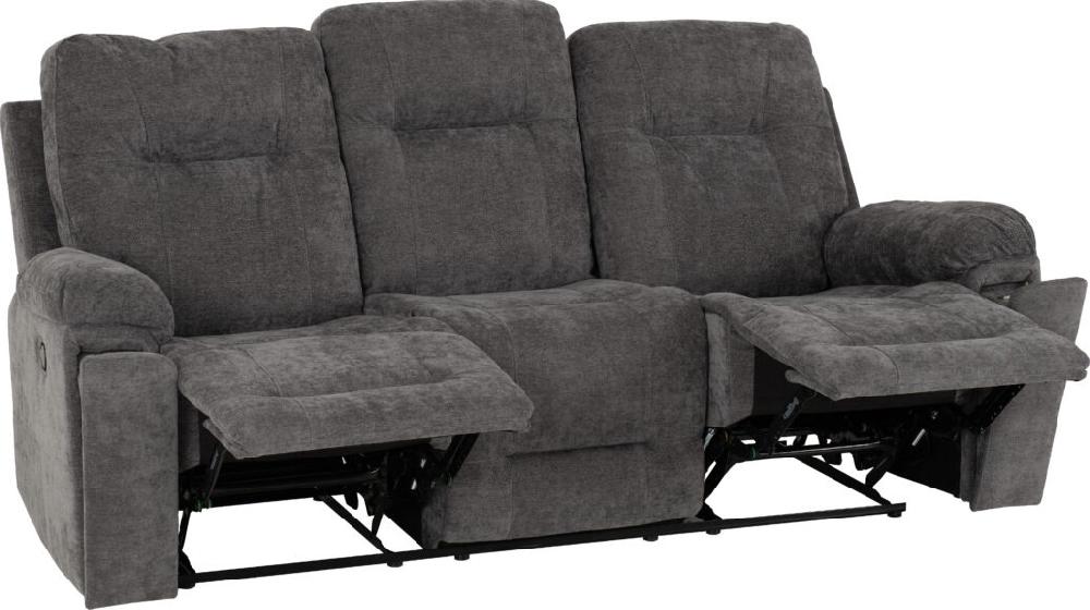 Seconique Guildford 3 Seater Recliner Sofa Grey Fabric