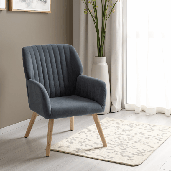 seconique Jordan Occasional Chair Dark Grey Velvet Fabric