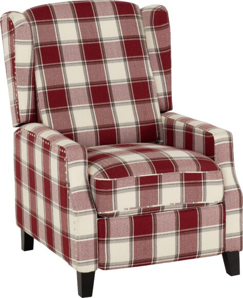 Seconique Kensington Recliner Chair Red Tartan Fabric