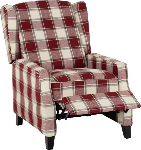 Seconique Kensington Recliner Chair Red Tartan Fabric