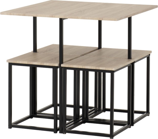 Seconique Kent 1+4 Stowaway Dining Set Sonoma Oak Effect/Black