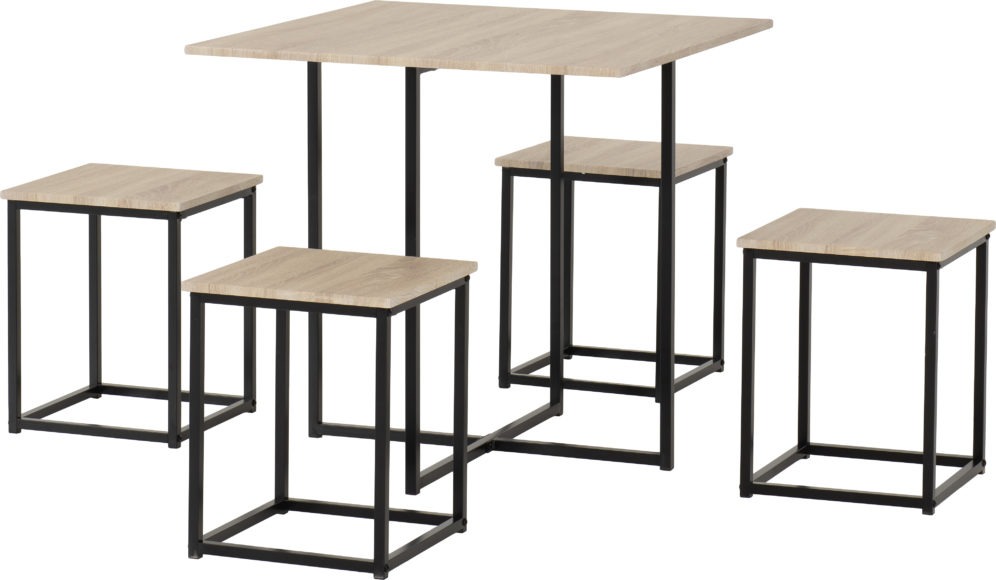seconique Kent 1+4 Stowaway Dining Set Sonoma Oak Effect/Black