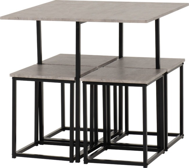 Seconique Kent 1+4 Stowaway Dining Set Stone Effect/Black