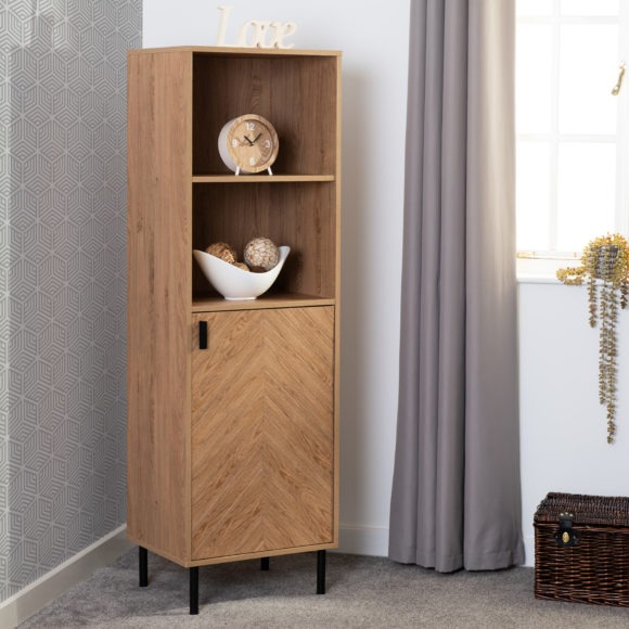 Seconique Leon 1 Door 2 Shelf Cabinet Medium Oak Effect