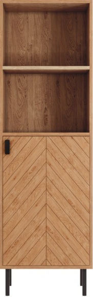 Seconique Leon 1 Door 2 Shelf Cabinet Medium Oak Effect