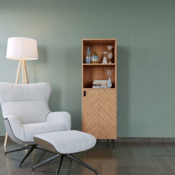 seconique Leon 1 Door 2 Shelf Cabinet Medium Oak Effect