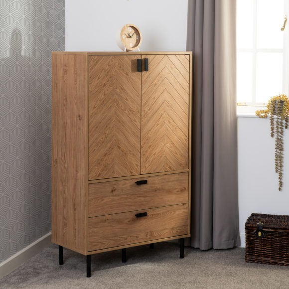 Seconique Leon 2 Door 2 Drawer Cabinet Medium Oak Effect
