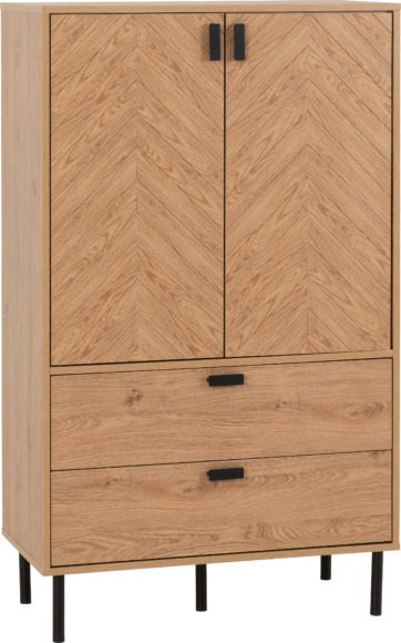 Seconique Leon 2 Door 2 Drawer Cabinet Medium Oak Effect