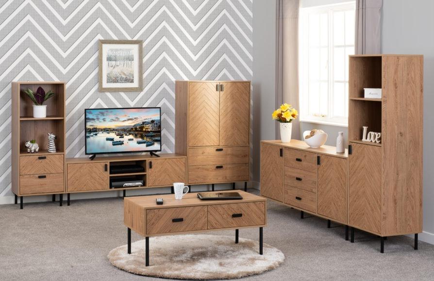 Seconique Leon 2 Door 3 Drawer Sideboard Medium Oak Effect
