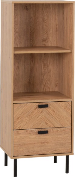 Seconique Leon 2 Drawer 2 Shelf Cabinet Medium Oak Effect