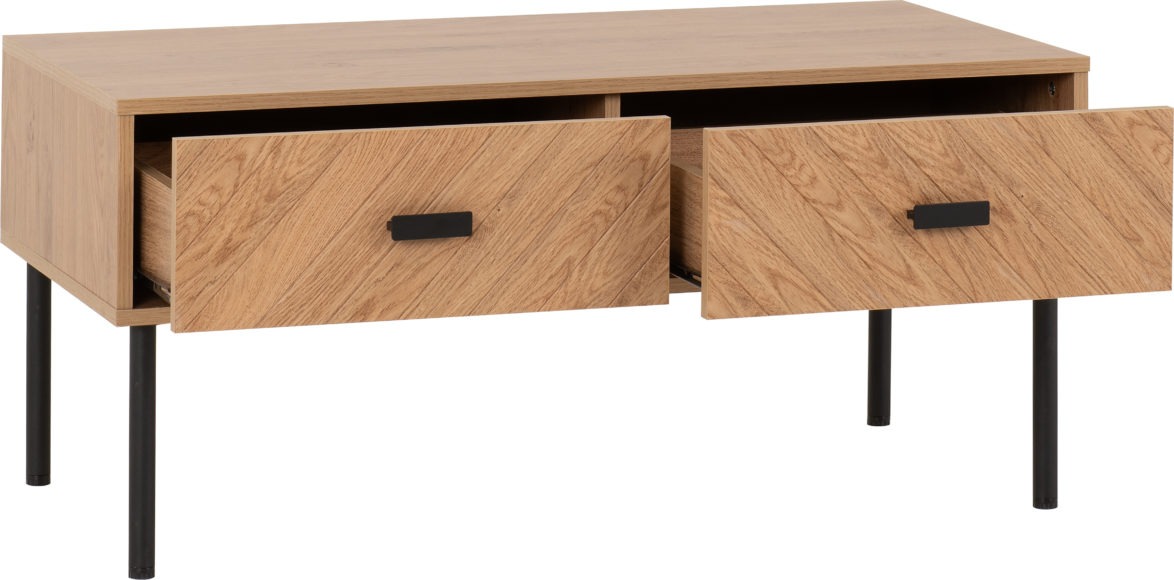 Seconique Leon 2 Drawer Coffee Table Medium Oak Effect
