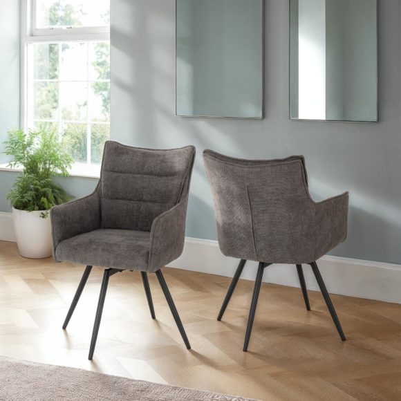 seconique Lewis Carver Swivel Chair (2 Per Box) Grey Fabric