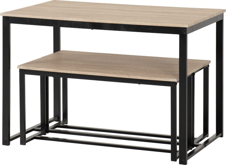 Seconique Lincoln 1+2 Dining Bench Set Sonoma Oak Effect/Black
