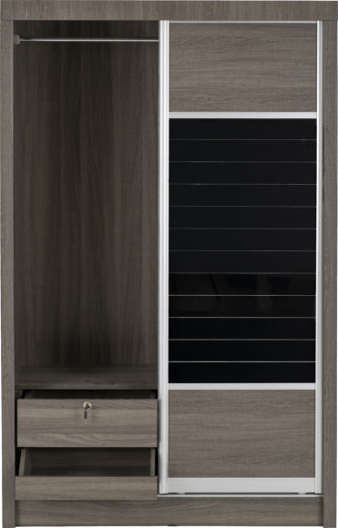 Seconique Lisbon 2 Door Sliding Wardrobe Black Wood Grain