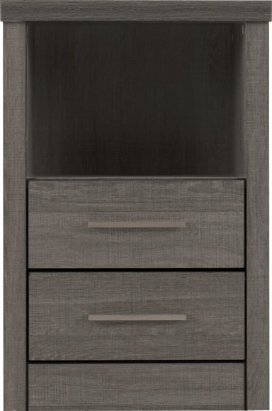 Seconique Lisbon 2 Drawer 1 Shelf Bedside Cabinet Black Wood Grain