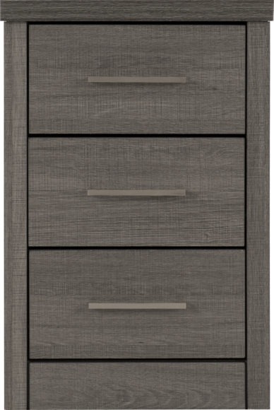 Seconique Lisbon 3 Drawer Bedside Chest Black Wood Grain