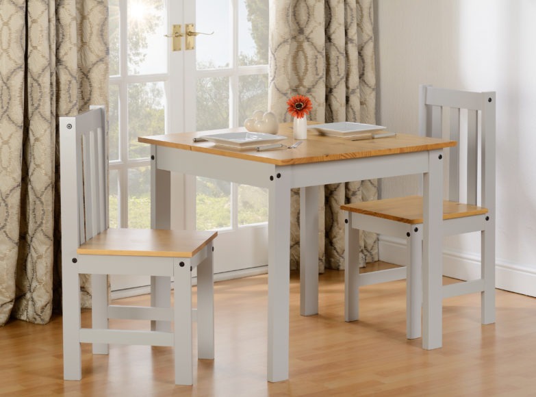 Seconique Ludlow 1+2 Dining Set Light Grey/Oak Lacquer