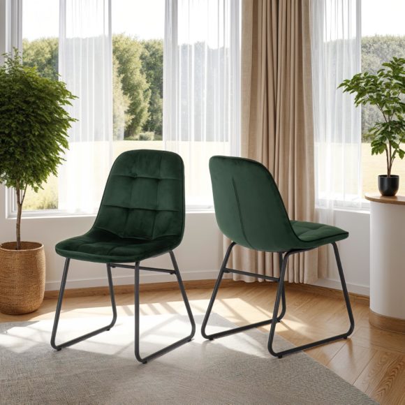 seconique Lukas Chair (Box of 2) Emerald Green Velvet