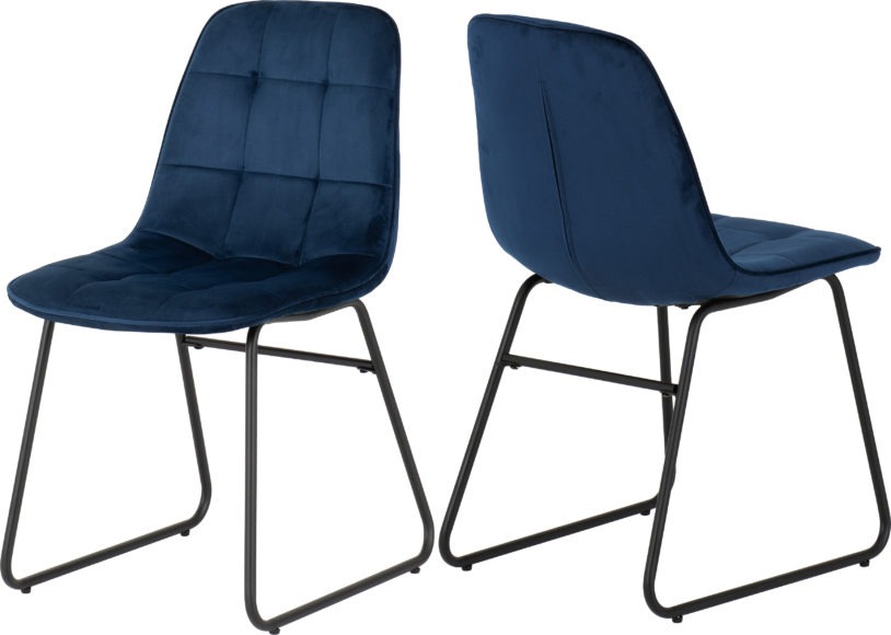 Seconique Lukas Chair (Box Of 2) Sapphire Blue Velvet
