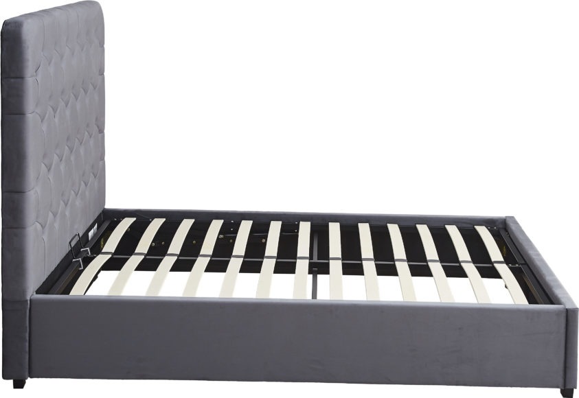 Seconique Madison Ottoman 4'6" Bed Grey Velvet Fabric