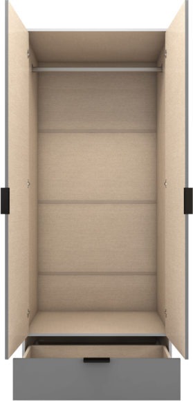 Seconique Madrid 2 Door 1 Drawer Mirrored Wardrobe Grey/White Gloss