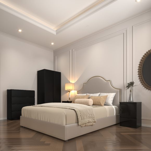 Seconique Malvern 2 Door Wardrobe Bedroom Set Black