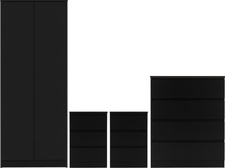 seconique Malvern 2 Door Wardrobe Bedroom Set Black