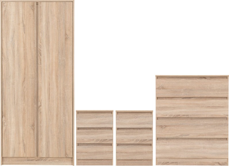 Seconique Malvern 2 Door Wardrobe Bedroom Set Sonoma Oak Effect