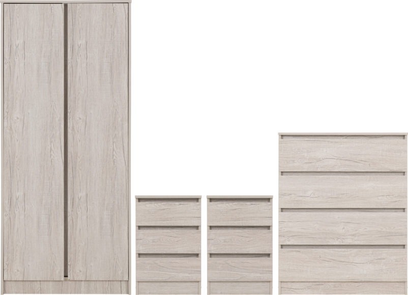 Seconique Malvern 2 Door Wardrobe Bedroom Set Urban Snow