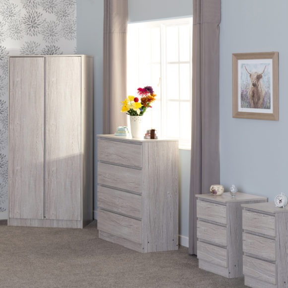 Seconique Malvern 2 Door Wardrobe Bedroom Set Urban Snow