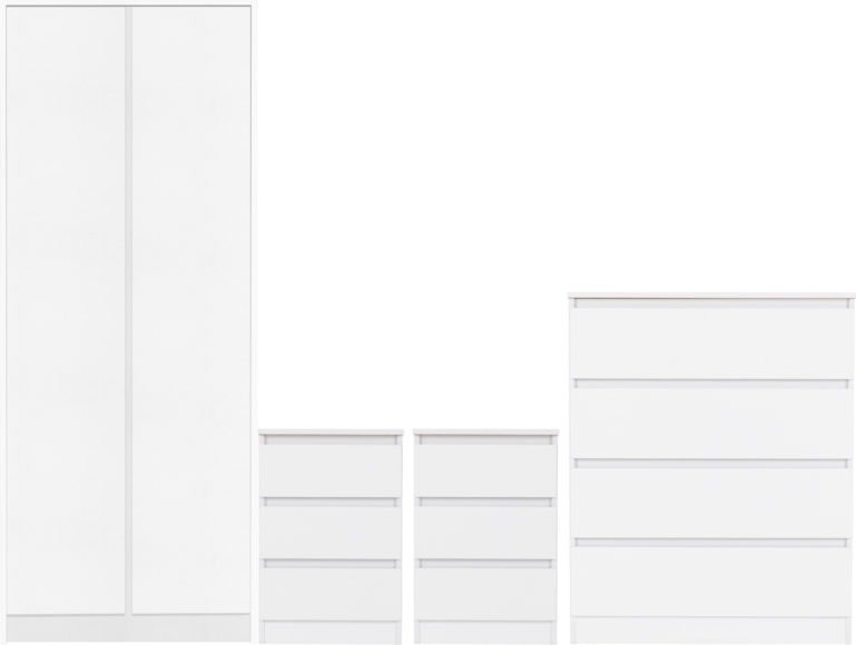 Seconique Malvern 2 Door Wardrobe Bedroom Set White