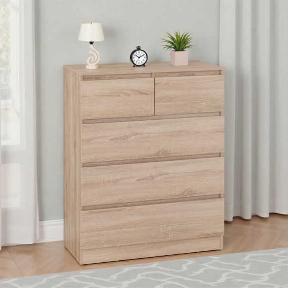 seconique Malvern 3+2 Drawer Chest Sonoma Oak Effect