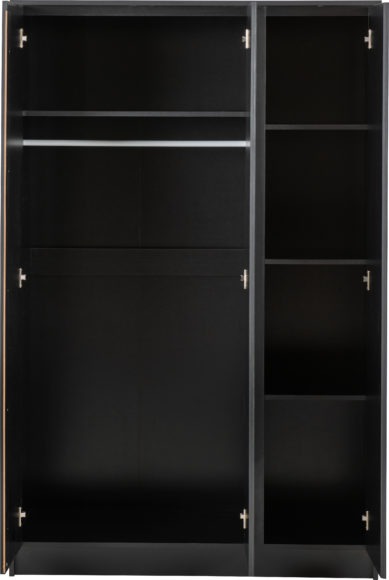 Seconique Malvern 3 Door Wardrobe Bedroom Set Black