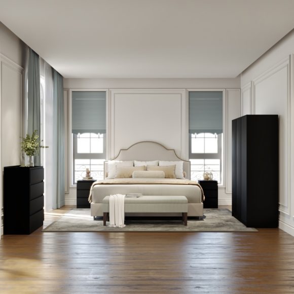 seconique Malvern 3 Door Wardrobe Bedroom Set Black