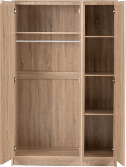 Seconique Malvern 3 Door Wardrobe Bedroom Set Sonoma Oak Effect