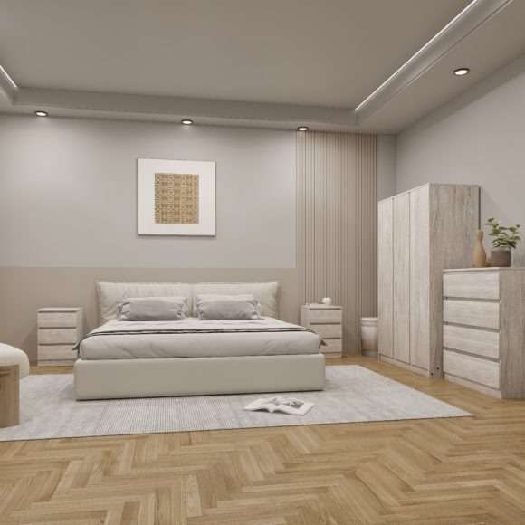 seconique Malvern 3 Door Wardrobe Bedroom Set Urban Snow