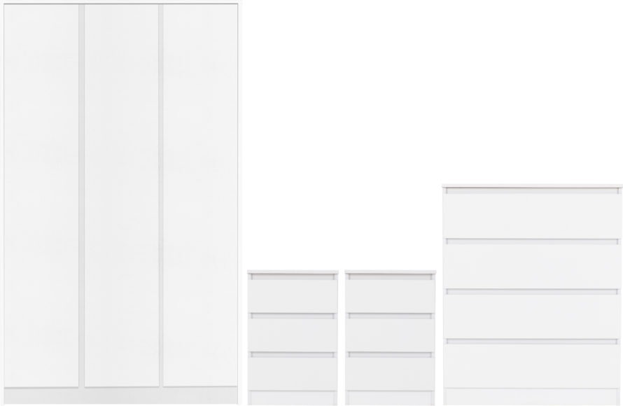 Seconique Malvern 3 Door Wardrobe Bedroom Set White