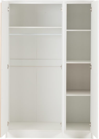 Seconique Malvern 3 Door Wardrobe Bedroom Set White